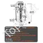 Įvairių stipriųjų gėrimų ir vandens distiliatorius 50 L – Nerūdijančio plieno elektrinė distiliavimo sistema - Image 7