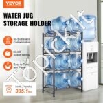 4 lygių dviejų eilių vandens butelių stovas, skirtas 8 buteliams, juodas - Image 8