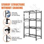 4 lygių dviejų eilių vandens butelių stovas, skirtas 8 buteliams, juodas - Image 5