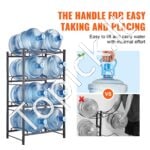 4 lygių dviejų eilių vandens butelių stovas, skirtas 8 buteliams, juodas - Image 4