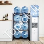 4 lygių dviejų eilių vandens butelių stovas, skirtas 8 buteliams, juodas - Image 2