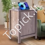 Kvadratinis šoninis staliukas su USB lizdu, 2 dalių naktinis staliukas. - Image 2