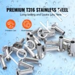 121 vnt. T316 nerūdijančio plieno apsauginės įvorės 4–4,8 mm vielos lynams, su grąžtu - Image 7