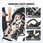 Vaikiškas vežimėlis su reguliuojama nugaros atrama, juodas/baltas - Image 7