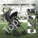 Vaikiškas vežimėlis su reguliuojama nugaros atrama, juodas/baltas - Image 6