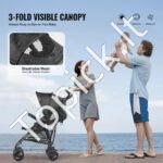 Vaikiškas vežimėlis su reguliuojama nugaros atrama, juodas/baltas - Image 5