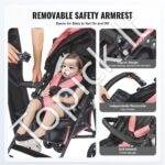 Vaikiškas vežimėlis su reguliuojama nugaros atrama, Juodas/Rausvas - Image 7