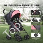 Vaikiškas vežimėlis su reguliuojama nugaros atrama, Juodas/Rausvas - Image 6