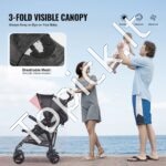 Vaikiškas vežimėlis su reguliuojama nugaros atrama, Juodas/Rausvas - Image 5