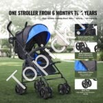 Vaikiškas vežimėlis su reguliuojama nugaros atrama, juodas/mėlynas - Image 5