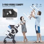 Vaikiškas vežimėlis su reguliuojama nugaros atrama, juodas/mėlynas - Image 4