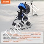 Vaikiškas vežimėlis su reguliuojama nugaros atrama, juodas/mėlynas - Image 2