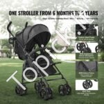 Vaikiškas vežimėlis su reguliuojama nugaros atrama, juodas - Image 6