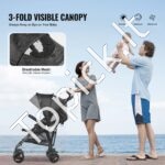 Vaikiškas vežimėlis su reguliuojama nugaros atrama, tamsiai pilkas/juodas. - Image 5