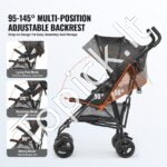 Vaikiškas vežimėlis su reguliuojama nugaros atrama, tamsiai pilkas/juodas. - Image 4