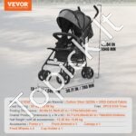 Vaikiškas vežimėlis su reguliuojama nugaros atrama, tamsiai pilkas/juodas. - Image 3