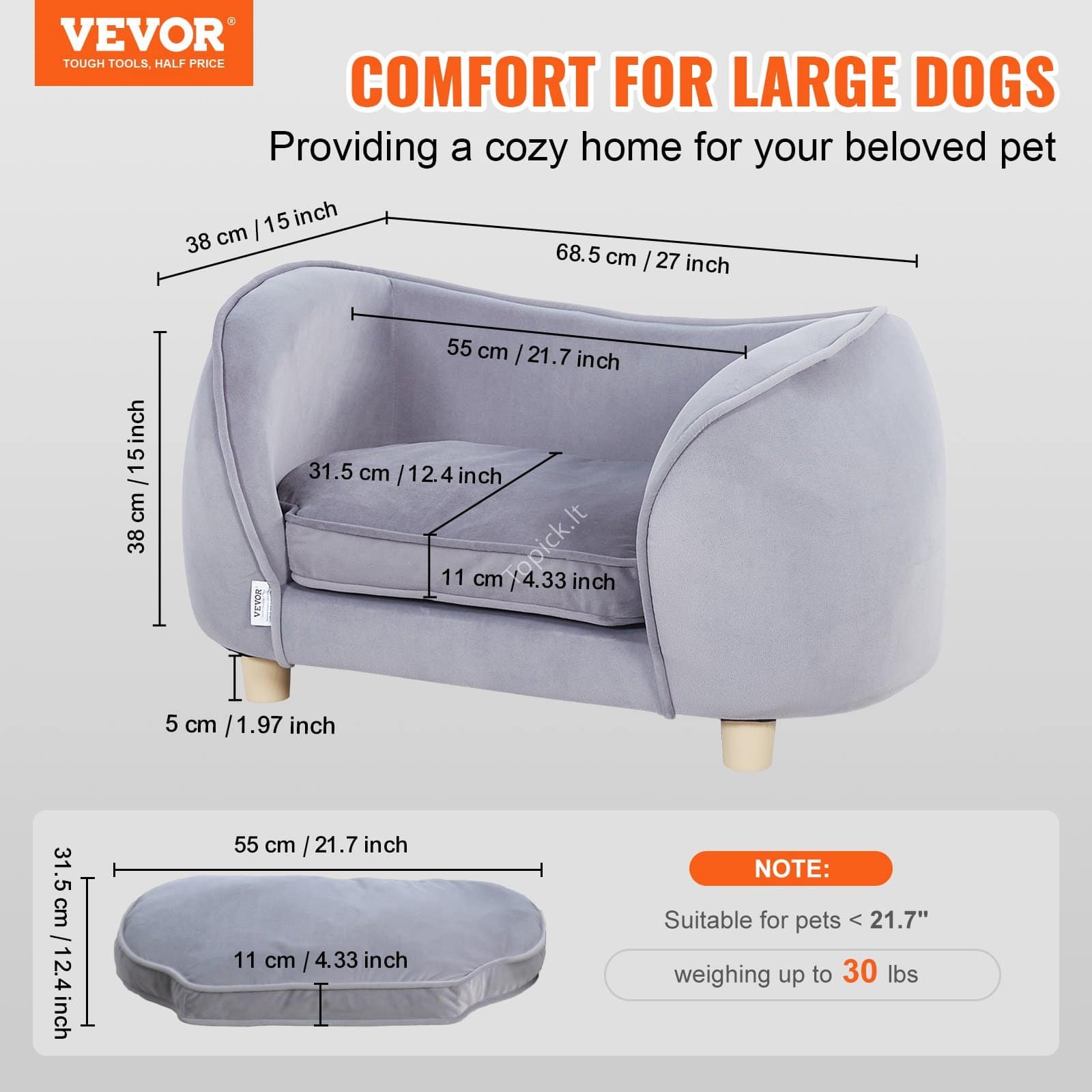 de_BYCWSFBYCXXHKKKMFV0_original_img-v2_pet-sofa-f1 Augintinių sofa/lova iki 30 kg 685 x 380 x 380 mm - Image 2