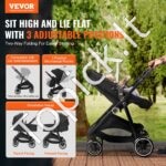 Vežimėlis su reguliuojamu atlošu ir kojų atrama, juodas - Image 8