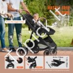 Vežimėlis su reguliuojamu atlošu ir kojų atrama, juodas - Image 7