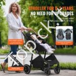 Vežimėlis su reguliuojamu atlošu ir kojų atrama, juodas - Image 5