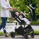 Vežimėlis su reguliuojamu atlošu ir kojų atrama, juodas - Image 2