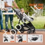 Vežimėlis su reguliuojamu atlošu ir kojų atrama, tamsiai pilkas - Image 7