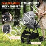 Vežimėlis su reguliuojamu atlošu ir kojų atrama, tamsiai pilkas - Image 6