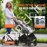 Vežimėlis su reguliuojamu atlošu ir kojų atrama, tamsiai pilkas - Image 5