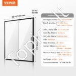 Pusiau berėmės dušo durys 1465–1500 x 1778 mm, 6 mm grūdintas stiklas, juodos - Image 3