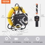 Kanalizacijos kamera, 22,9 cm 720p ekranas, 50 m vamzdžių apžiūrai, 512 Hz sonaras - Image 4