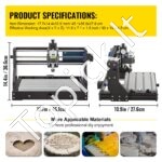 3 ašių graviravimo staklės, skirtos drožinėjimui, frezavimui, plastikui, akrilui, PVC, medienai 300 x 180 x 45 mm - Image 7