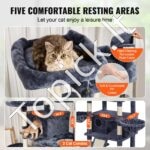 Kačių draskyklė su nameliais 174 cm tamsiai pilkas - Image 2