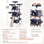 Kačių draskyklė su nameliais 174 cm tamsiai pilkas - Image 6