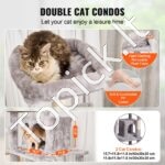 Kačių draskyklė su nameliais 174 cm šviesiai pilkas - Image 2