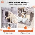 Kačių draskyklė su nameliais 174 cm šviesiai pilkas - Image 3