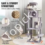 Kačių draskyklė su nameliais 174 cm šviesiai pilkas - Image 5