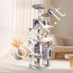 Kačių draskyklė su nameliais 183 cm pilkos spalvos - Image 7