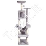 Kačių draskyklė su nameliais 183 cm pilkos spalvos - Image 8