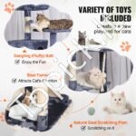 Kačių draskyklė su nameliais 133 cm tamsiai pilkas - Image 3