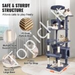 Kačių draskyklė su nameliais 133 cm tamsiai pilkas - Image 5