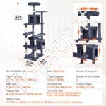 Kačių draskyklė su nameliais 133 cm tamsiai pilkas - Image 6