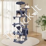 Kačių draskyklė su nameliais 133 cm tamsiai pilkas - Image 7