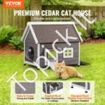 Medinė kačių prieglauda su stogu, durelėmis ir langu 560x770x670mm - Image 2