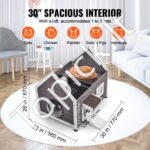 Medinė kačių prieglauda su stogu, durelėmis ir langu 560x770x670mm - Image 6