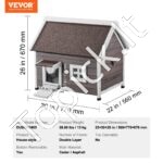 Medinė kačių prieglauda su stogu, durelėmis ir langu 560x770x670mm - Image 7