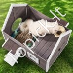 Medinė kačių prieglauda su stogu, durelėmis ir langu 560x770x670mm - Image 8