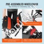 Sulankstomas neįgaliųjų vežimėlis, 100 kg, 915x580x912 mm - Image 4