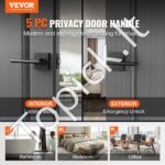 Durų rankenos 5 vnt, matinės juodos, kvadratinės, be raktų - Image 8