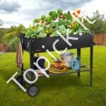 Metalinė sodo dėžė su ratukais 108x49,5x80cm - Image 4