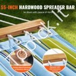 3,66 m dvigubas hamakas su kietmedžio skleistuvais, nuimama pagalve ir grandinėmis, 217,72 kg talpa. - Image 6